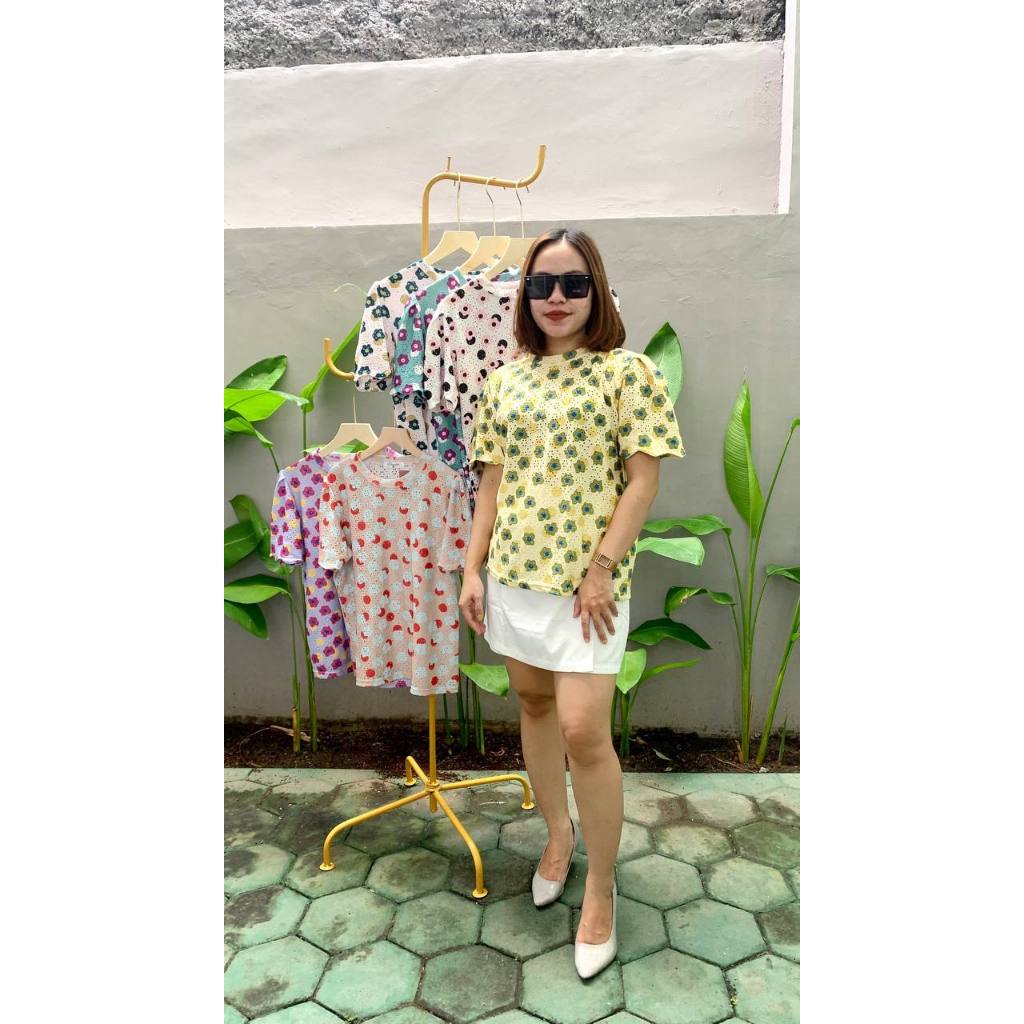 NOLLA - Blouse Katbol Atasan Baju Wanita Bangkok Import Premium Bkk Bunga