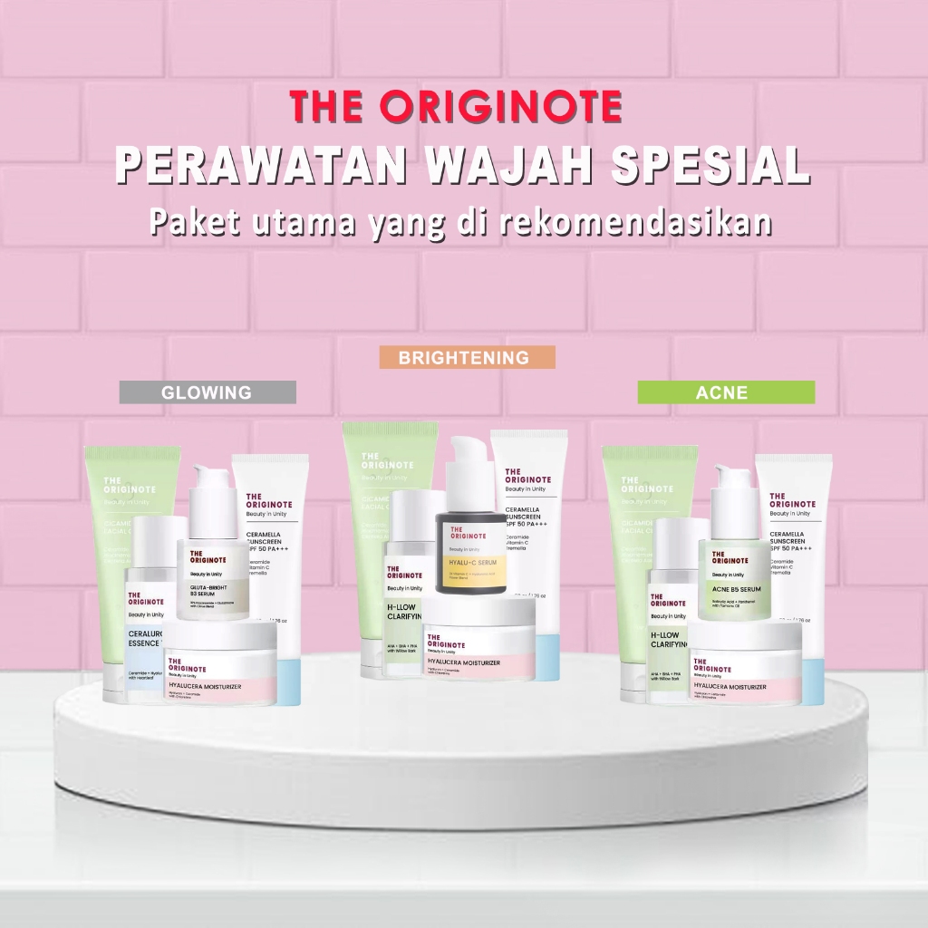 The Originote 1 Paket Lengkap Perawatan Wajah Terbaik Paket Brightening Kit Glowing Kit Acne Kit Ski