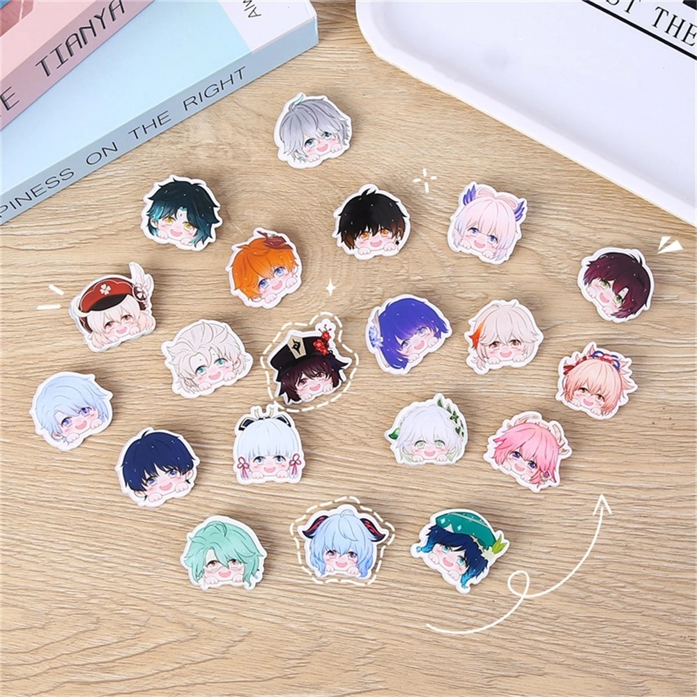 Genshin Impact Acrylic Pin Badge Bros Peniti Karakter Game Anime Chibi Hu Tao Nahida Ganyu Yae