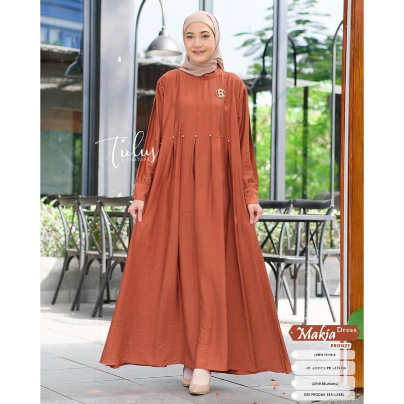 MAKIA DRESS ORIGINAL TULUS SIGNATURE Bahan Linen Crinkle LD 110 Pjg 135cm