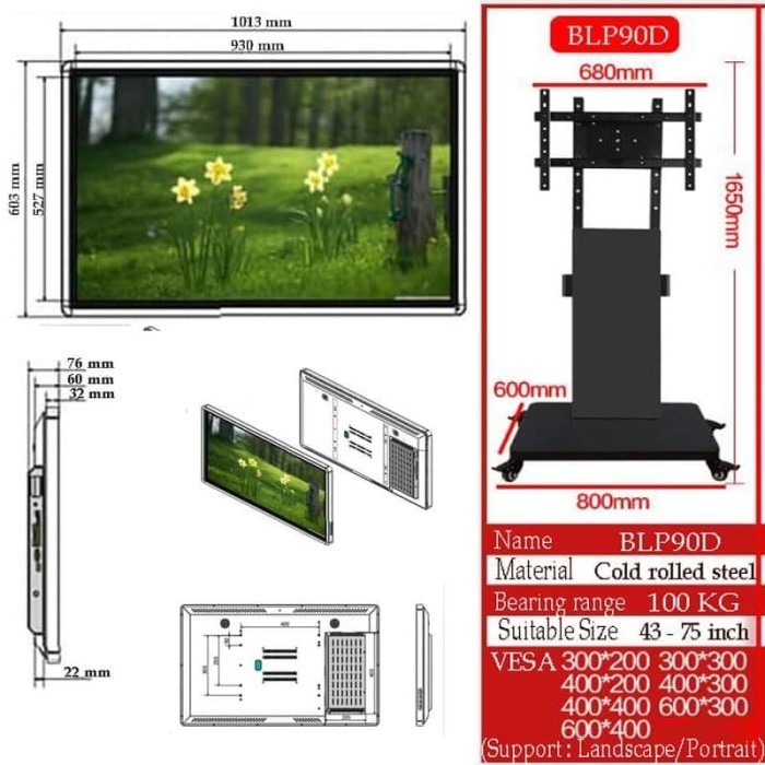 Digital Display AIO PC i7 Touchscreen 43 Inch Standing 90 Derajat