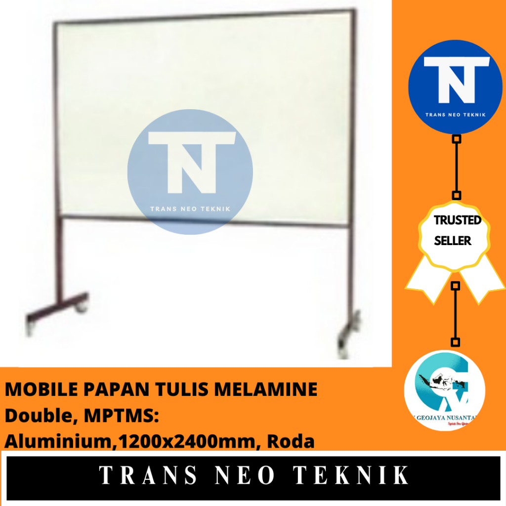 

MOBILE PAPAN TULIS MELAMINE Double, MPTMS: Aluminium,1200x2400mm, Roda