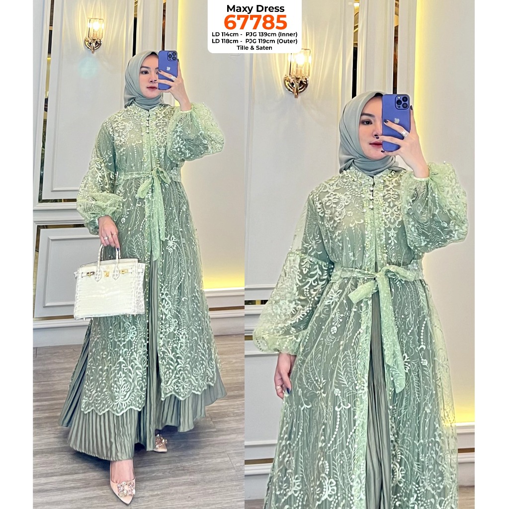 [ Nitaranz ] GAMIS LEBARAN 2025 BROKAT TERBARU TILE EXTU HERITAGE 2IN1 SET OUTHER