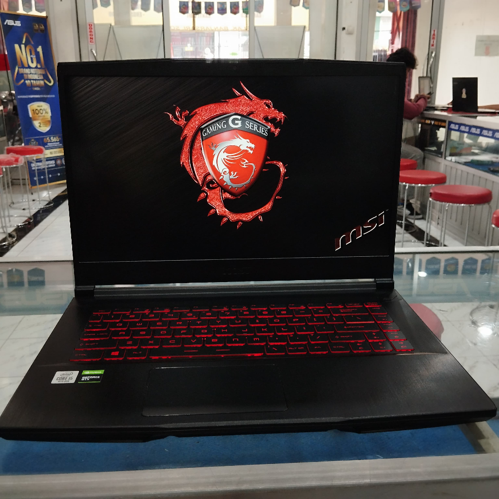 Laptop Gaming MSI GF63 Thin 10SCSR Core i5 gen 10 RAM 8GB SSD 512GB Layar 144Hz Nvidia GTX 1650Ti Ma