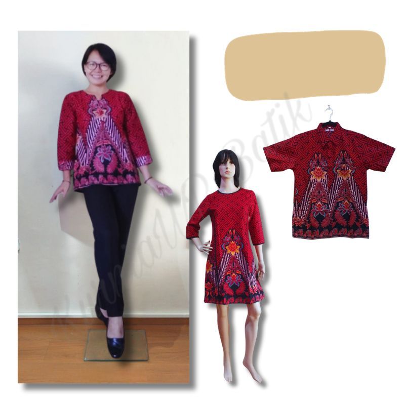 Batik Couple Merah Bunga Kuning