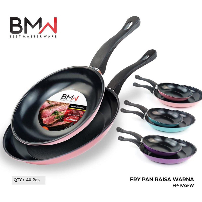 Frypan 1 Set (isi 2 pcs) Raisa FP-PAS BMW / Teflon Set Diameter 18 cm dan 25 cm / Teflon Anti Lengke