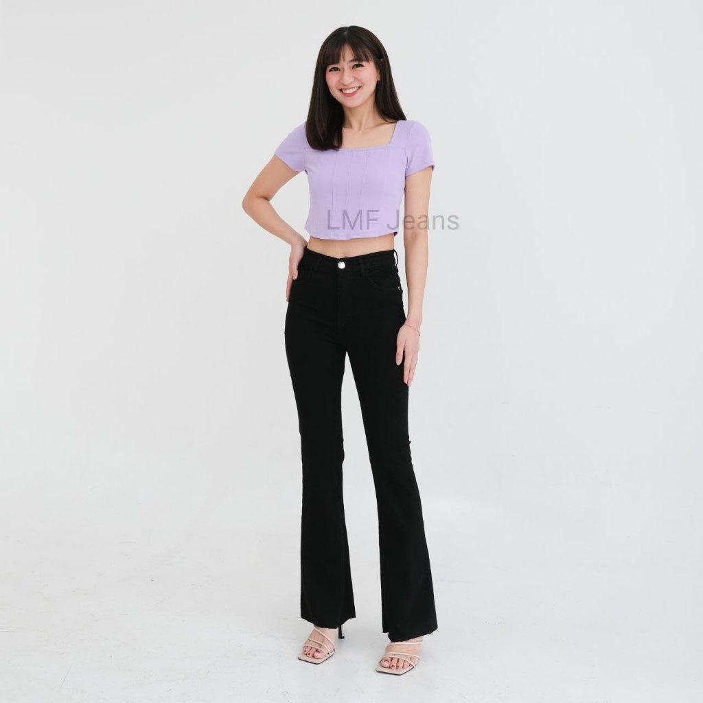 Celana Jeans Wanita Cutbray Highwaist Unfinish Stretch - LMF Jeans