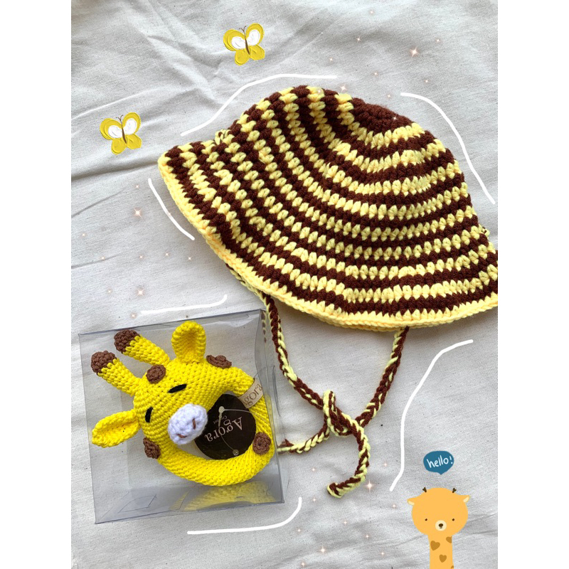 Set topi dan Rattle/ topi mainan anak