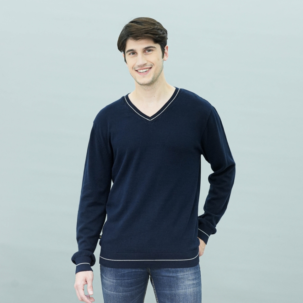 Johnwin - Sweater Pria - Motif Polos - Biru Navy  - ASW.660.D033.01.C-L/S