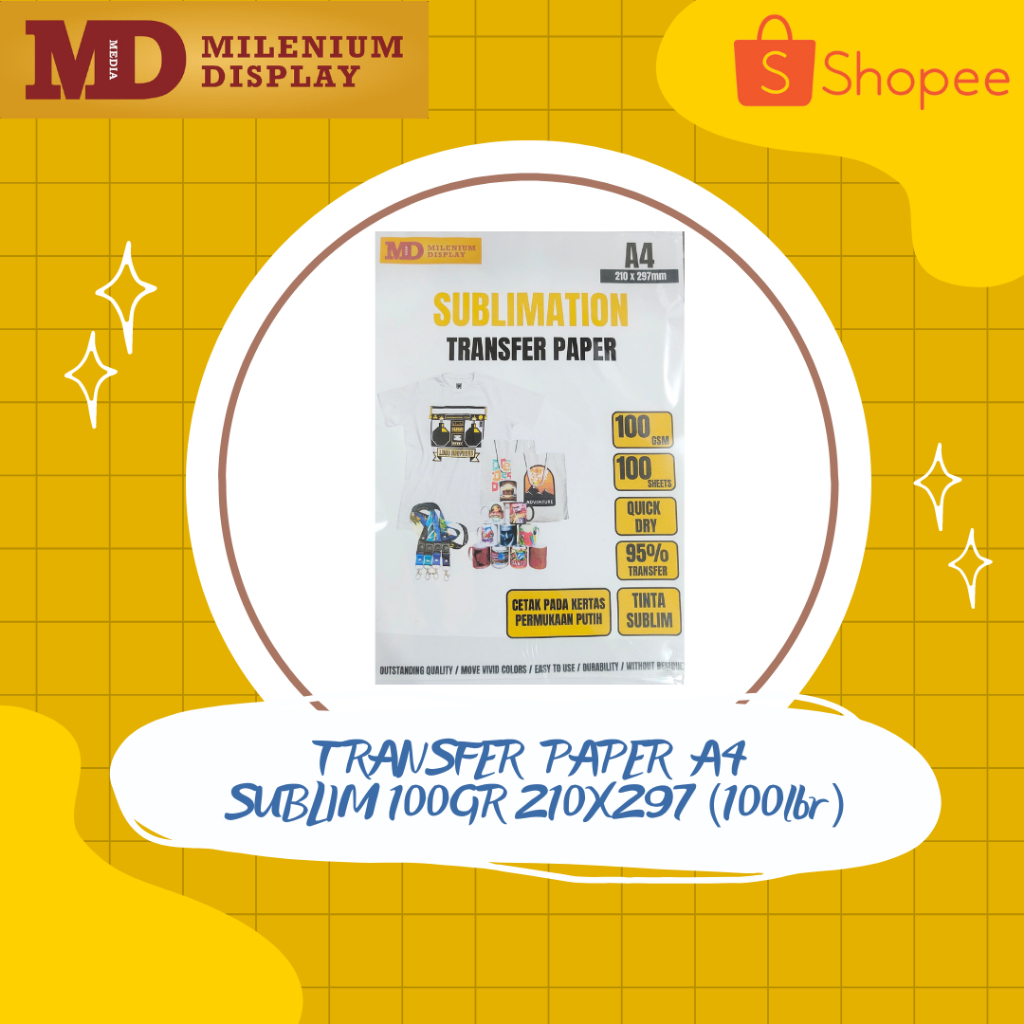 

TRANSFER PAPER A4 SUBLIM 100GR 210X297 (100lbr)