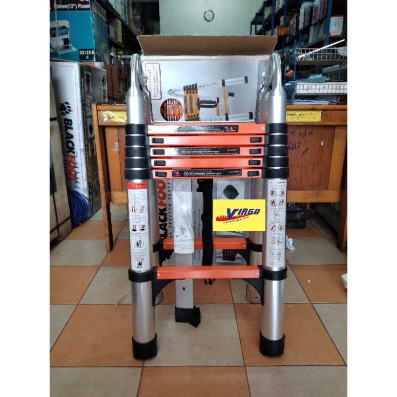 BLACKFOOT 3,8M TANGGA DOBEL LIPAT ALUMINIUM TELESKOPIK 3,8 M BLACKFOOT METER DOUBLE TELESCOPIC LADDE