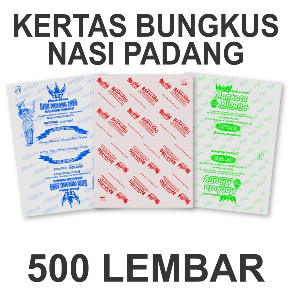 

Kertas Bungkus Nasi Padang Koran 500 Lembar f4 kertas koran Free Desain custome tempel logo sendiri