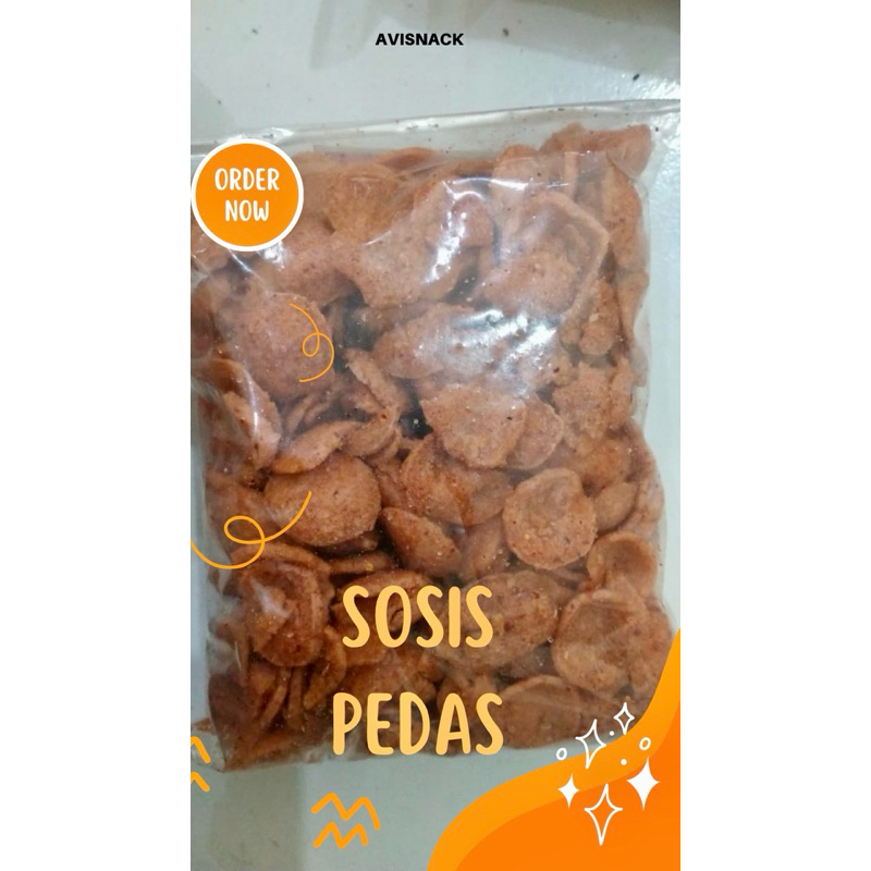 

KERIPIK SOSIS PEDAS 250 gram || ANEKA SNACK KILOAN KHAS MAGELANG