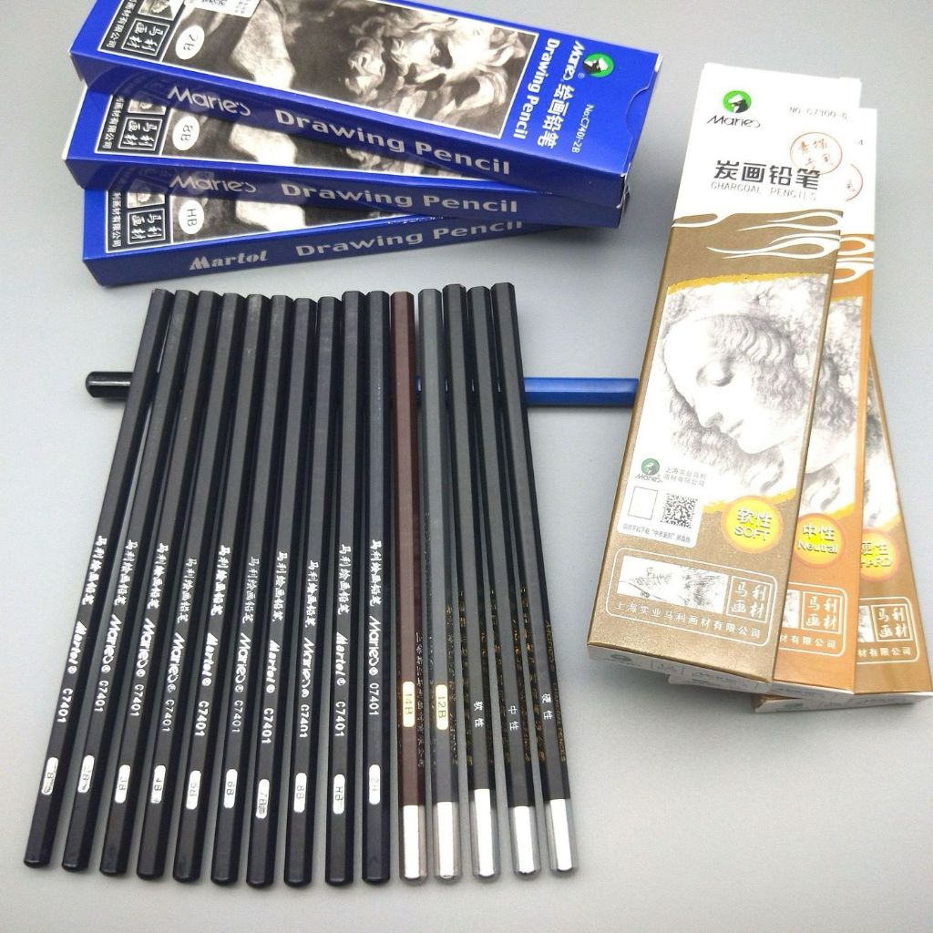 

Pensil Sketsa | Maries Charcoal Sketch Drawing Pencils 2H - HB - B - 2B - 3B - 4B - 5B - 6B - 7B - 8B - 10B - 12B - 14B - 16B - Soft Charcoal - Medium Charcoal - Hard Charcoal