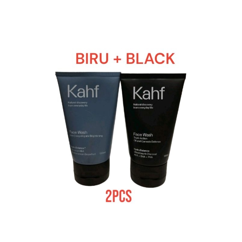 PAKET 2in Kahf Pembersih Wajah Pria 100ml (HITAM/BIRU)