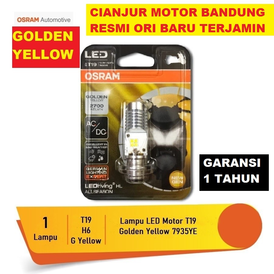 LAMPU DEPAN MOTOR OSRAM T19 H6 LED OSRAM 12V KUNING ALL SEASON Hi Low Tembus Kabut Hujan