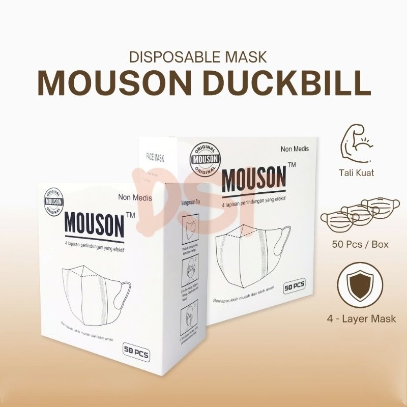 DSTORE Masker Duckbill Mouson Alkindo Face Mask Garis Hitam Putih Warna Mix 4 ply MDB