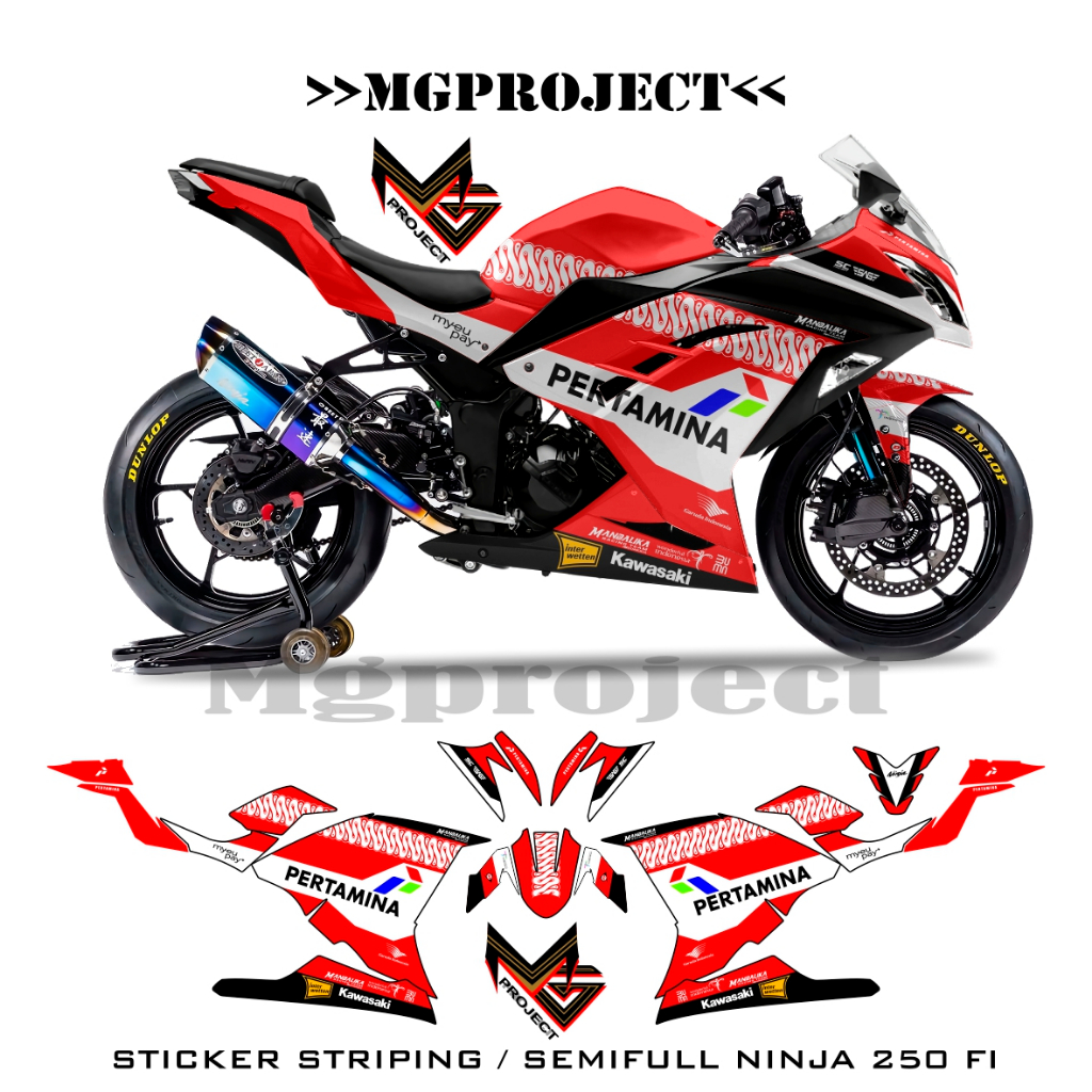 striping decal ninja 250 fi mandalika / stiker semifull kawasaki ninja fi 250 sku16
