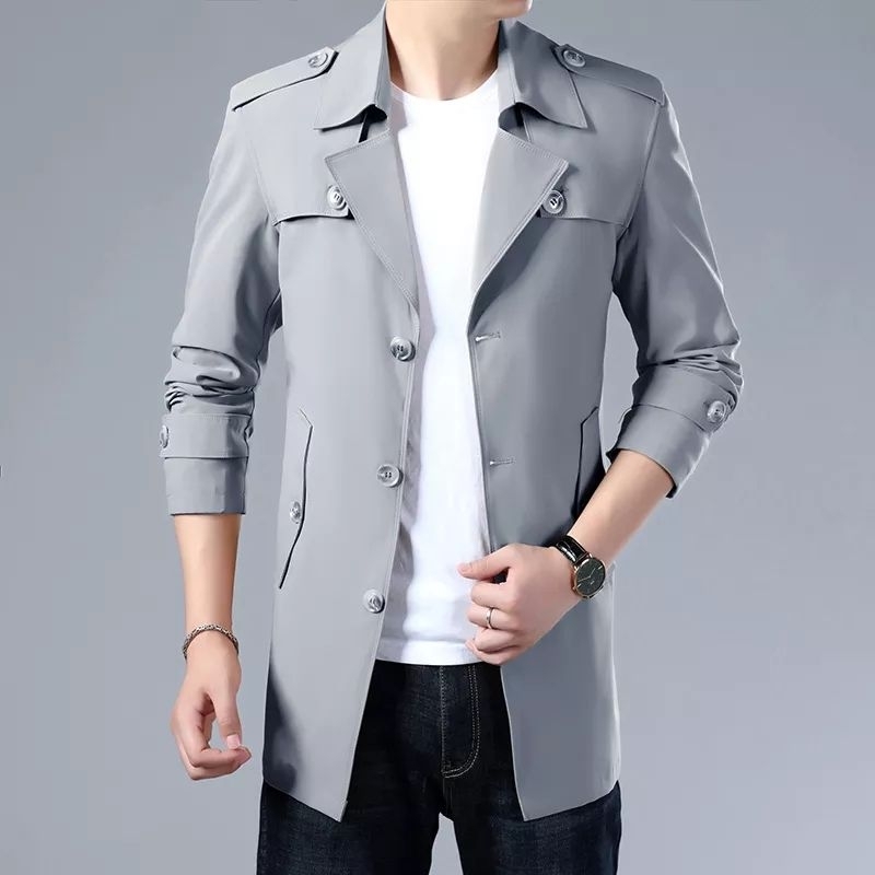Jas blazer jubah panjang pria long coat pria katun dril jaket jubah pria keren