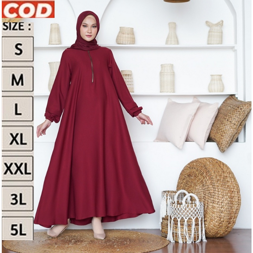 Dres // Gamis Formal Harian merah Marun Jumbo Terbaru 2024 2XL 3XL 4XL 5L LD 110 120 130 140