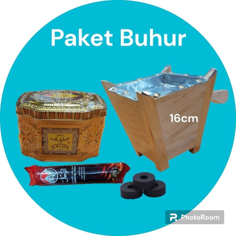 Paket Buhur Lengkap Isi Prapen Kayu Tinggi 16cm Bukhur Serbuk Salwa Kaleng Dan Areng Magic Al Rahal 