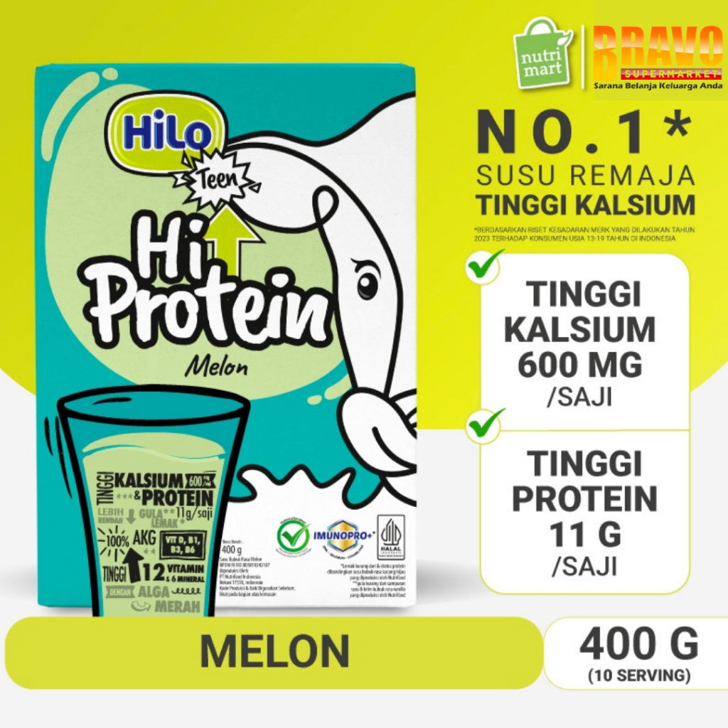 

Bravo Bojonegoro - HiLo Teen Hi Protein Melon 400GR – Susu Tinggi Protein & Tinggi Kalsium untuk Remaja