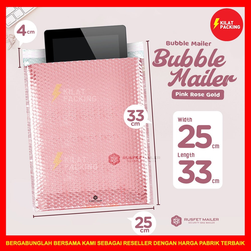 

AMPLOP BUBBLE MURAH|BUBBLE MAILER|BUBBLE PACKING PINK ROSE GOLD 25x33CM
