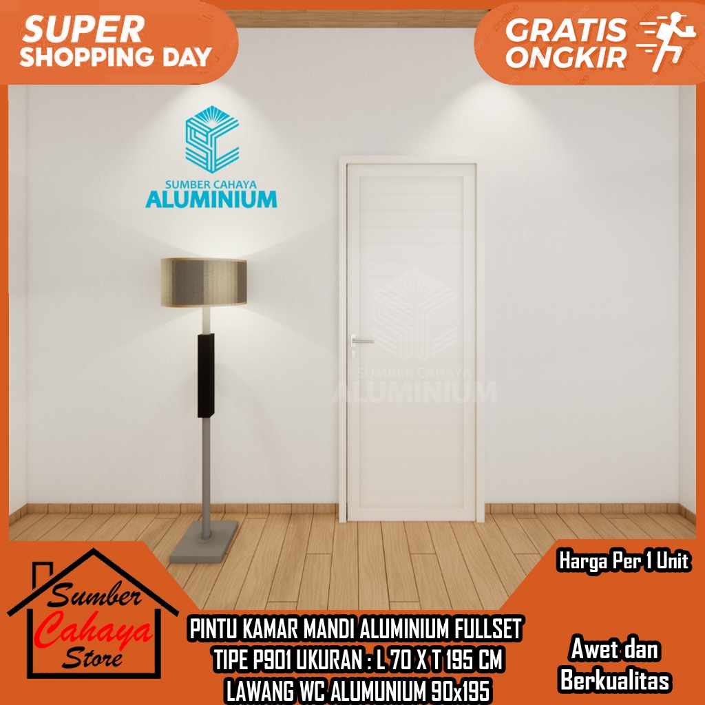 [KARGO] PINTU KAMAR MANDI ALUMINIUM FULLSET TIPE P901 L70 X T 195 GERBANG WC ALMUNIUM DOOR TOILET AL
