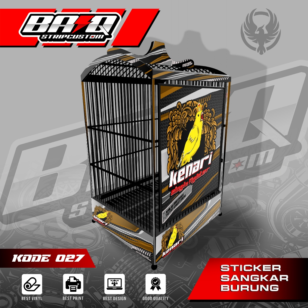 STICKER DECAL SANGKAR KOTAK - DECAL SANGKAR BURUNG KOTAK EBOD KENARI 2 EB027