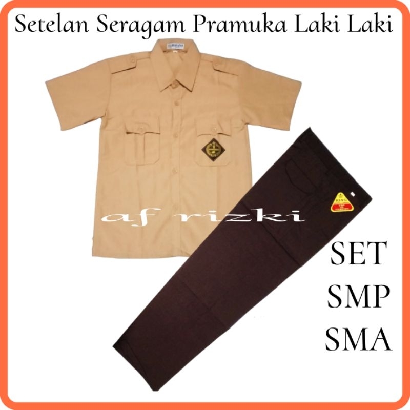 Setelan Seragam Pramuka SMP SMA Laki Laki Baju Pendek
