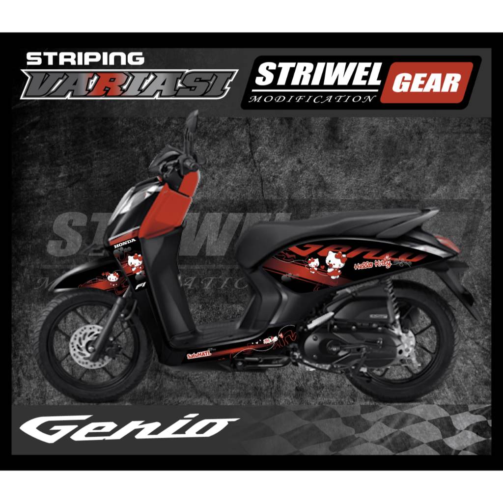 Genio Stiker List Striping Hologram Honda Genio Hello Kitty