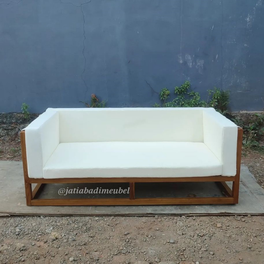 Sofa Tamu Jati, Kursi Bangku Sofa Ruang Tamu Modern Minimalis Kayu Jati