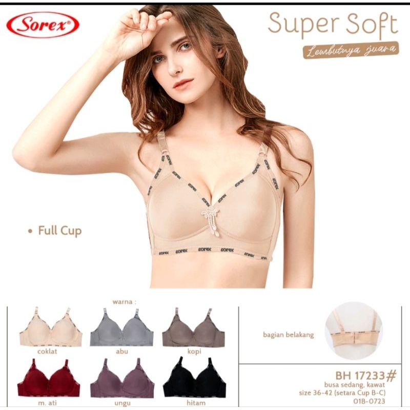 [Terlaris] Sorex - BH/Bra Sorex Super Soft 17233 (Tanpa Kawat, Busa Tipis, Cup Besar, Full Cup, Kait