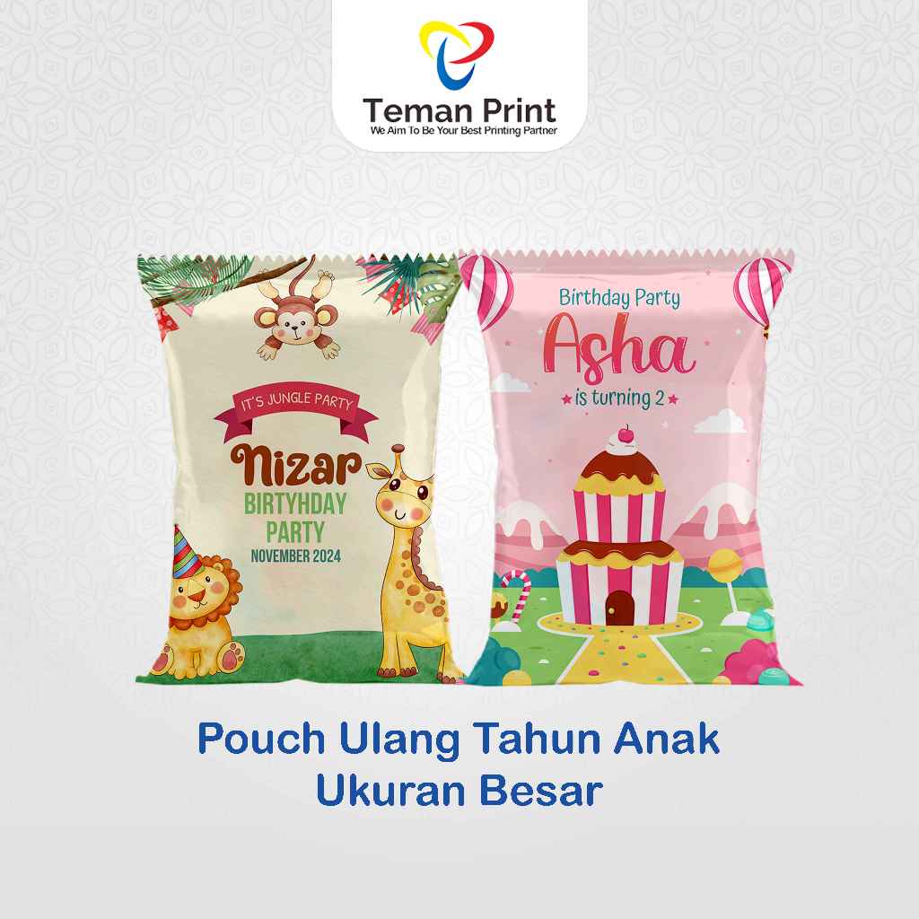

Teman Print Pouch Hampers Ulang Tahun [Ukuran Besar] Custom Nama Acara Ultah Anak