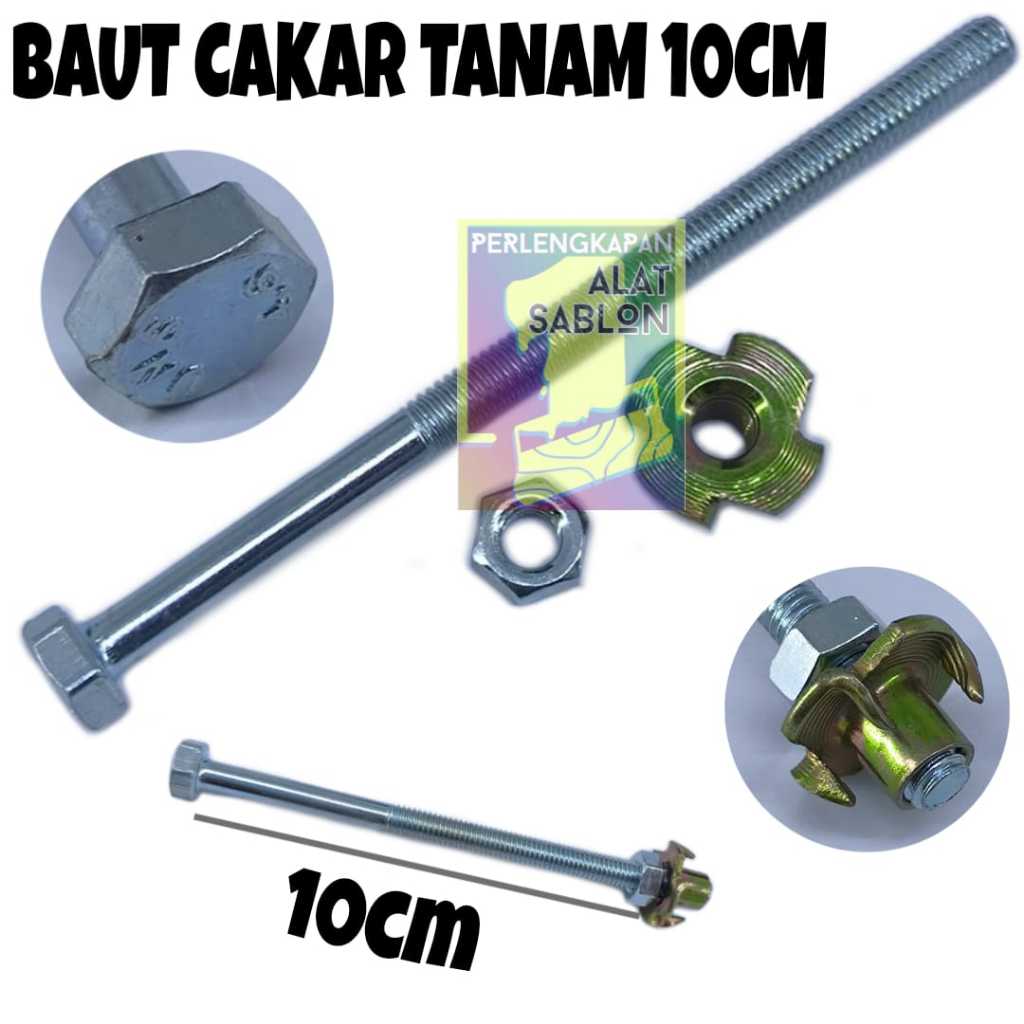 MUR BAUT TANAM CAKAR 10CM 1 SET SCREEN KAYU SABLON
