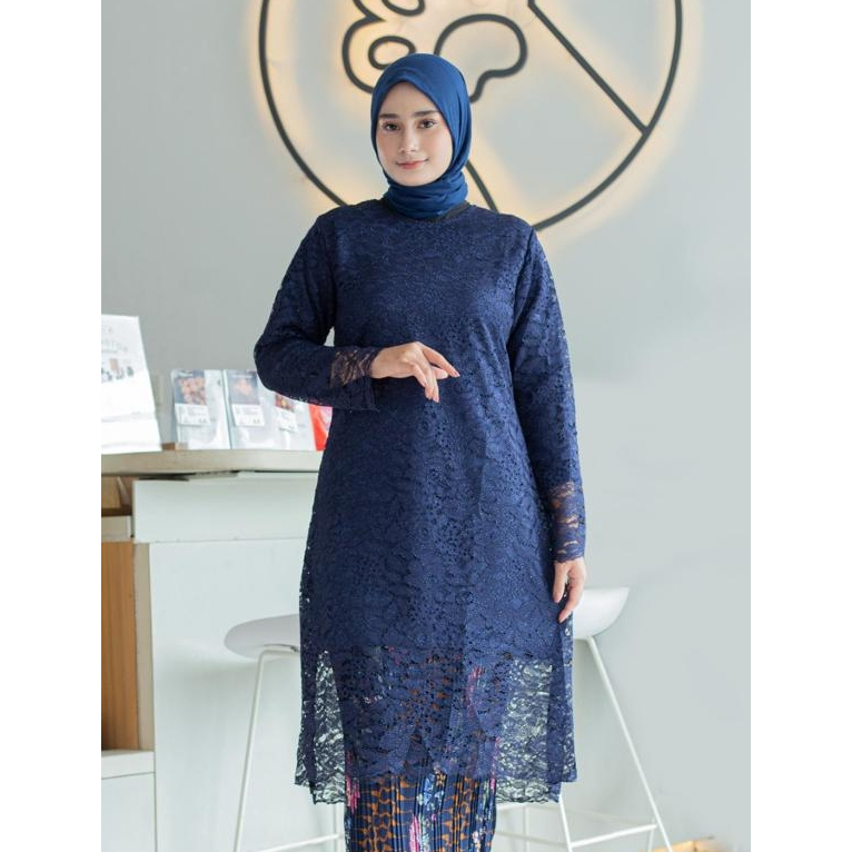 KEBAYA BRUKAT TUNIK MODERN / BAJU ATASAN KEBAYA BROKAT WANITA MUSLIM KONDANGAN WISUDA / KEBAYA KEKIN