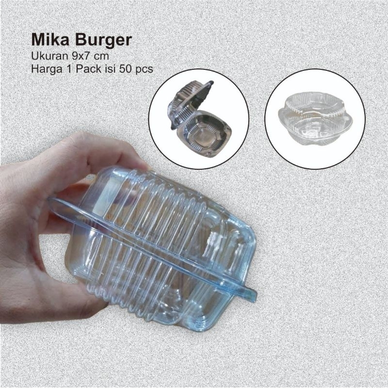

Mika burger Box burger mika Kemasan burger mika Bungkus burger Dus burger Packing burger isi 50 pcs.