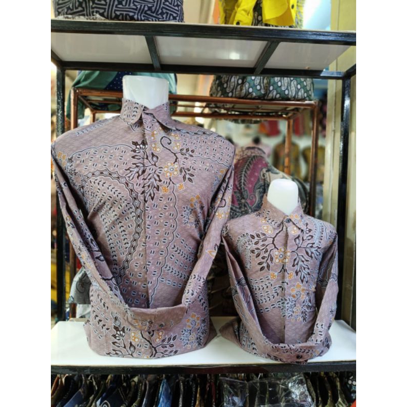 batik couple ayah dan anak warna salem bahan katun premium