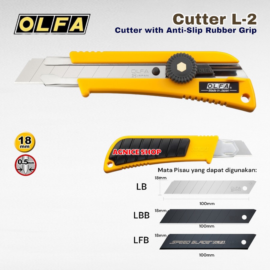 

OLFA L2 Pisau Cutter 18mm L-2 Snap Off Blade Cutter
