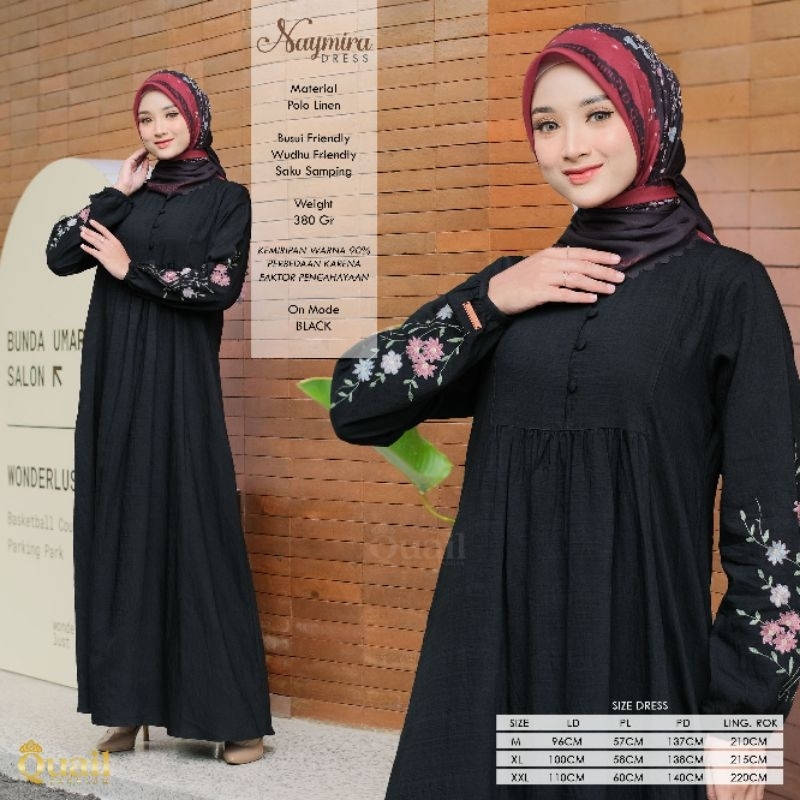 Dress Wanita Muslim Premium Linen NAYMIRA Original Quail Hijab