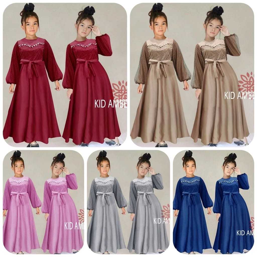 TERBARU BISA COD DRESS AMBERLI ANAK PAKAIAN MUSLIM ANAK S-M-L TERSEDIA BERBAGAI WARNA GAMIS ANAK 4 T