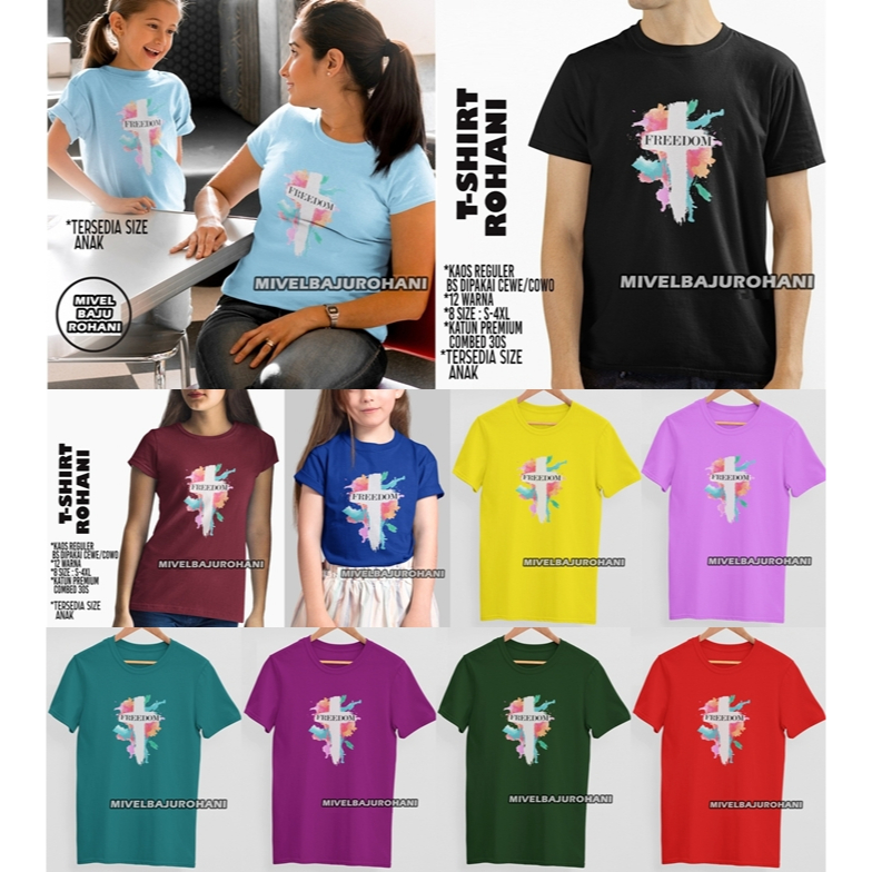 BAJU KAOS ROHANI KRISTEN FREEDOM PRIA WANITA ANAK SINGLE COUPLE PASANGAN KEMBAR KEMBARAN / BAJU NATA
