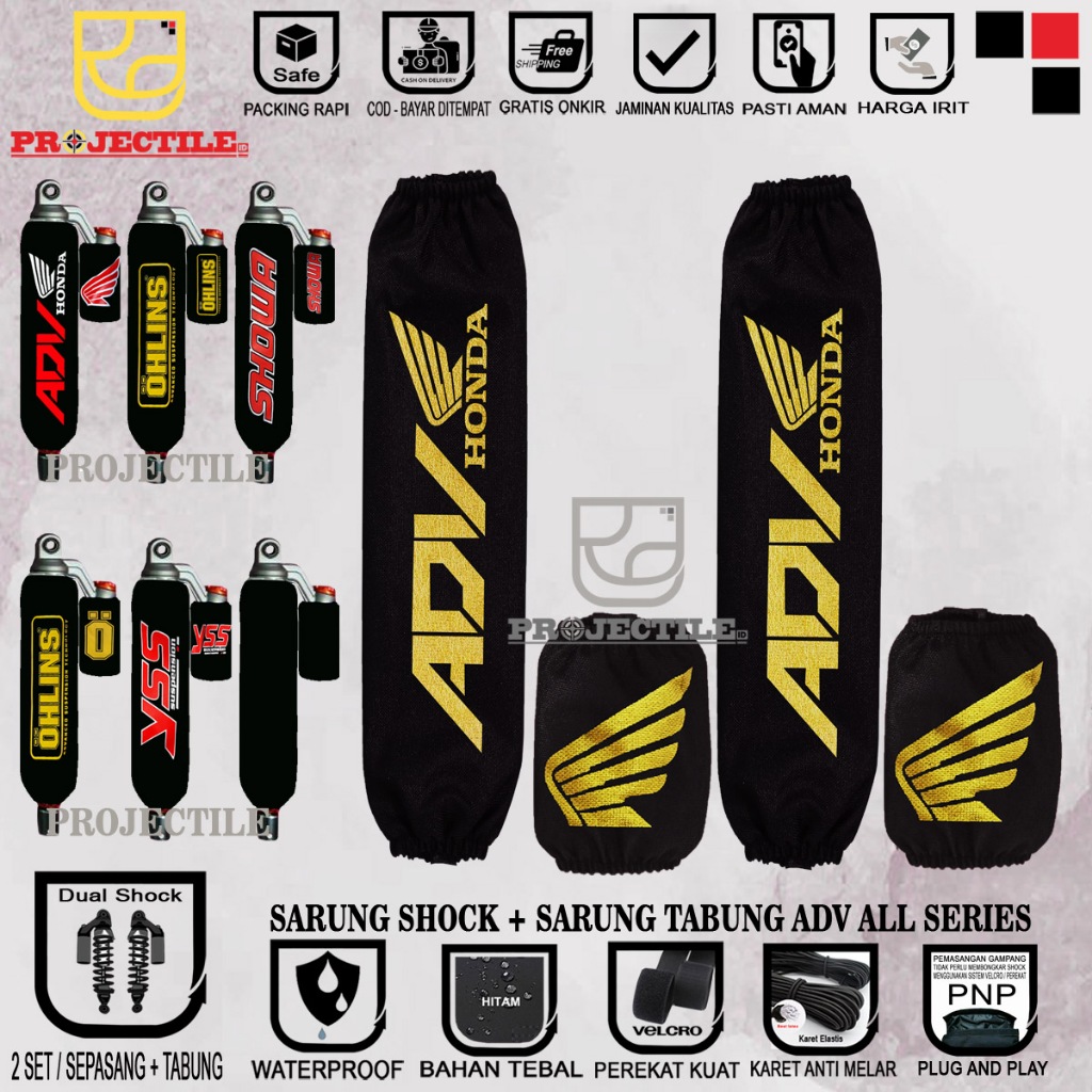 sarung shock + sarung tabung ADV sarung shockbreaker cover shock belakang honda ADV PCX OHLINN YSS S