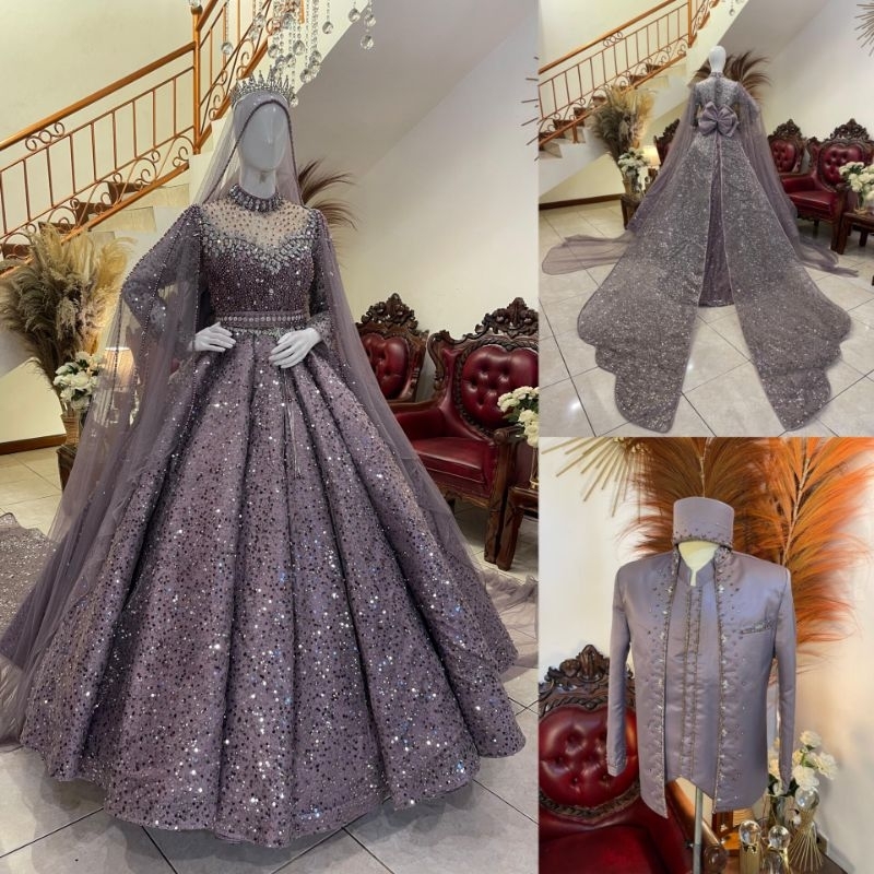 Gaun pengantin barbie premium ekor cheongsam panjang couple