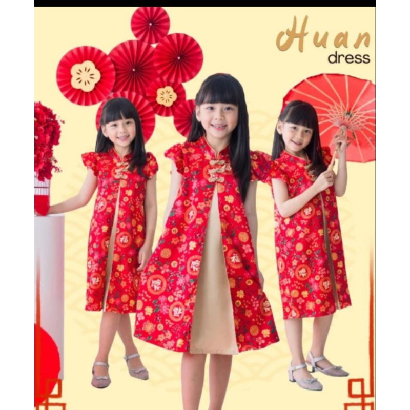 Premium Dress Anak Perempuan Cheongsam Imlek. Dress Anak Imlek Cheongsam
