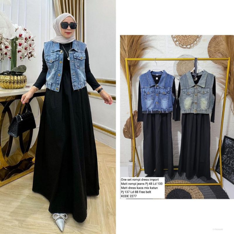 Gamis set jaket jeans