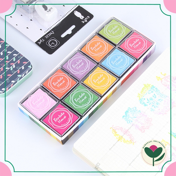 

1 set 20 pcs 20 warna stamp pad bantalan bak stempel ink pad kawai aesthetic MK1379