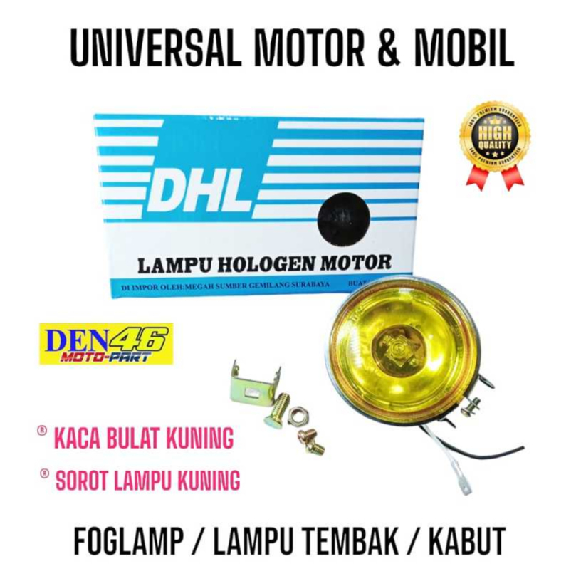 [ 1 PCS ] - LAMPU TEMBAK KABUT BULAT FOGLAMP / LAMPU HOLOGEN BULAT UNIVERSAL MOTOR & MOBIL [ KACA KU
