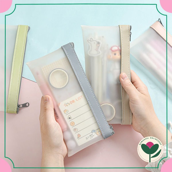 

Kotak pensil tempat pensil simplicity estetik minimalis doff transparan MK1422