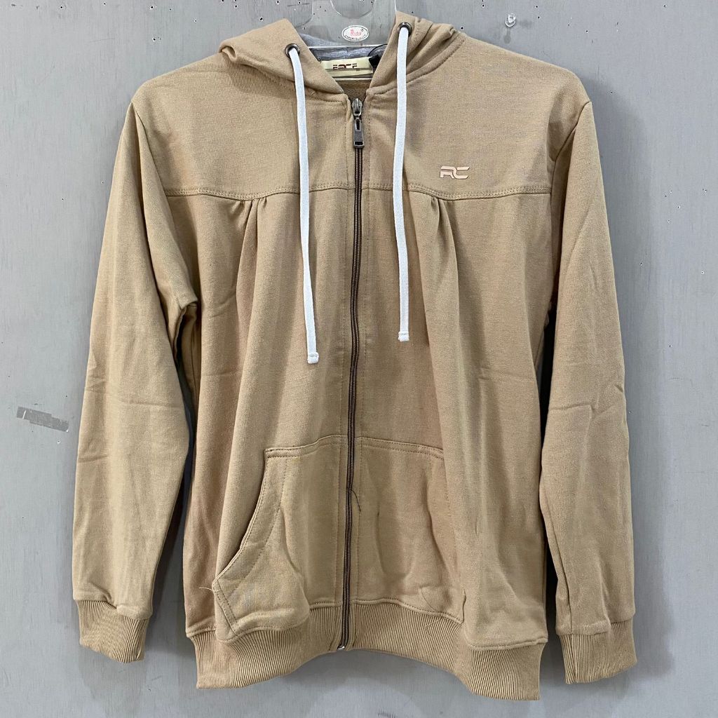 JAKET HOODIE WANITA ERCE KHAKY 701CV LENGAN PANJANG